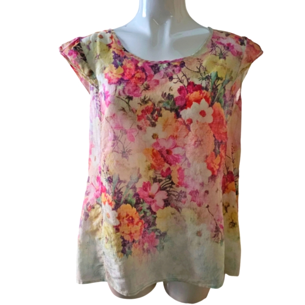 Laura Ashley cotton voile top with floral print size 14 - Picture 1 of 9